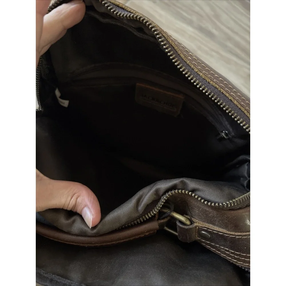 Jack and Chris Men's Brown Leather Messenger Crossbody Bag Multiple Pockets